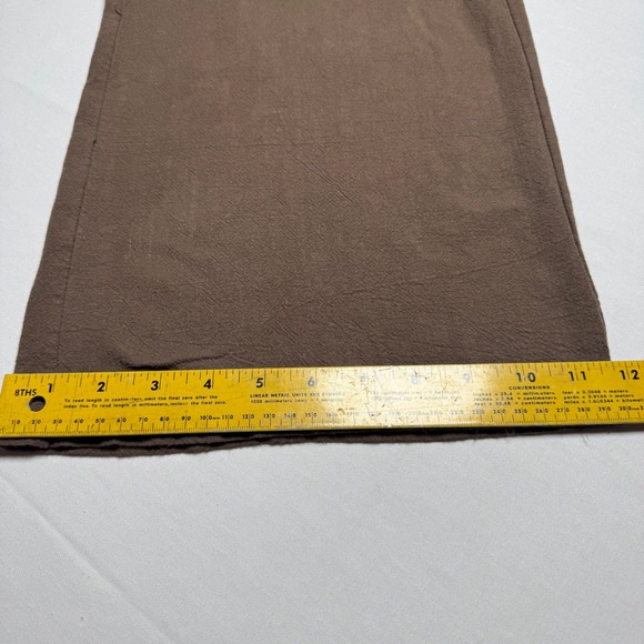 Brown Linen Cotton Wide Leg Pants Women's Size Small Elastic Waist Casual Lounge - Picture 8 of 8